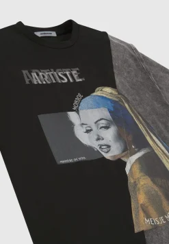 Split Graphic T Shirt - Washed Black^Manière De Voir Hot