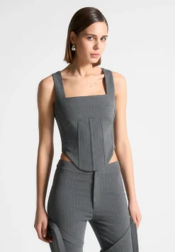 Square Neck Pinstripe Corset Top -^Manière De Voir Online