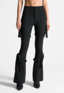 Strap Detail Pinstripe Fit and Flare Leggings -^Manière De Voir Discount