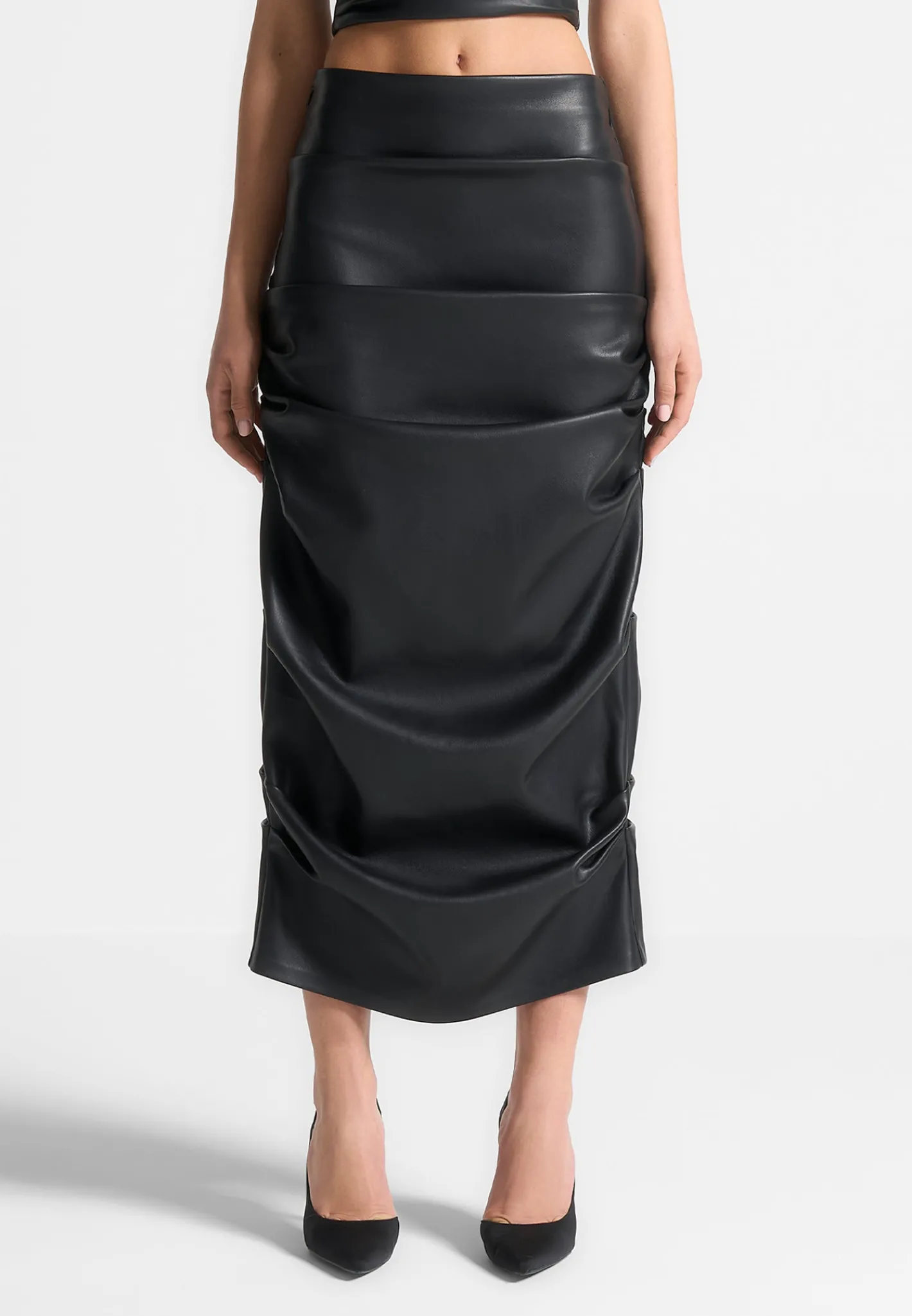 Tacked Vegan Leather Midaxi Skirt -^Manière De Voir Online