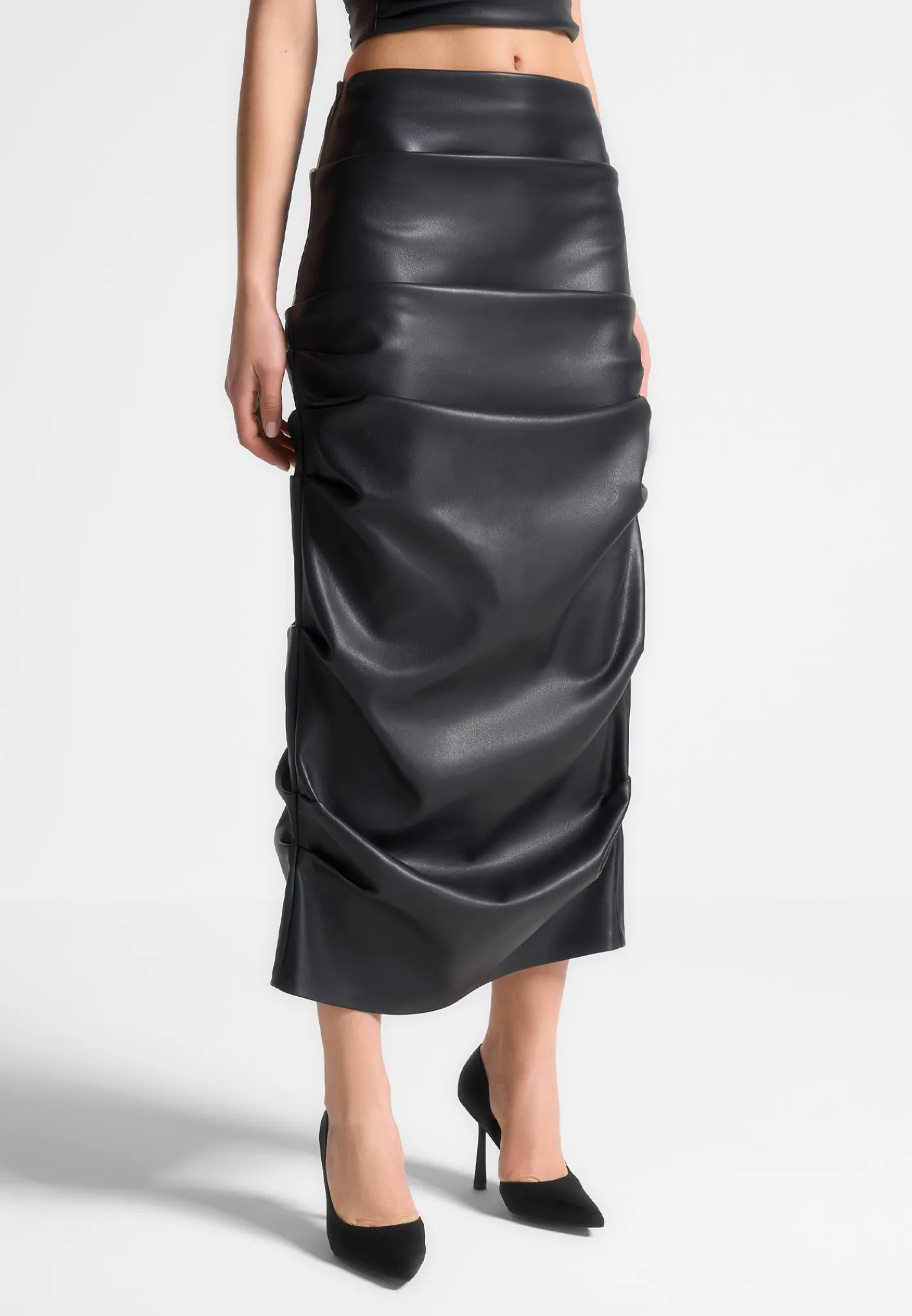 Tacked Vegan Leather Midaxi Skirt -^Manière De Voir Online