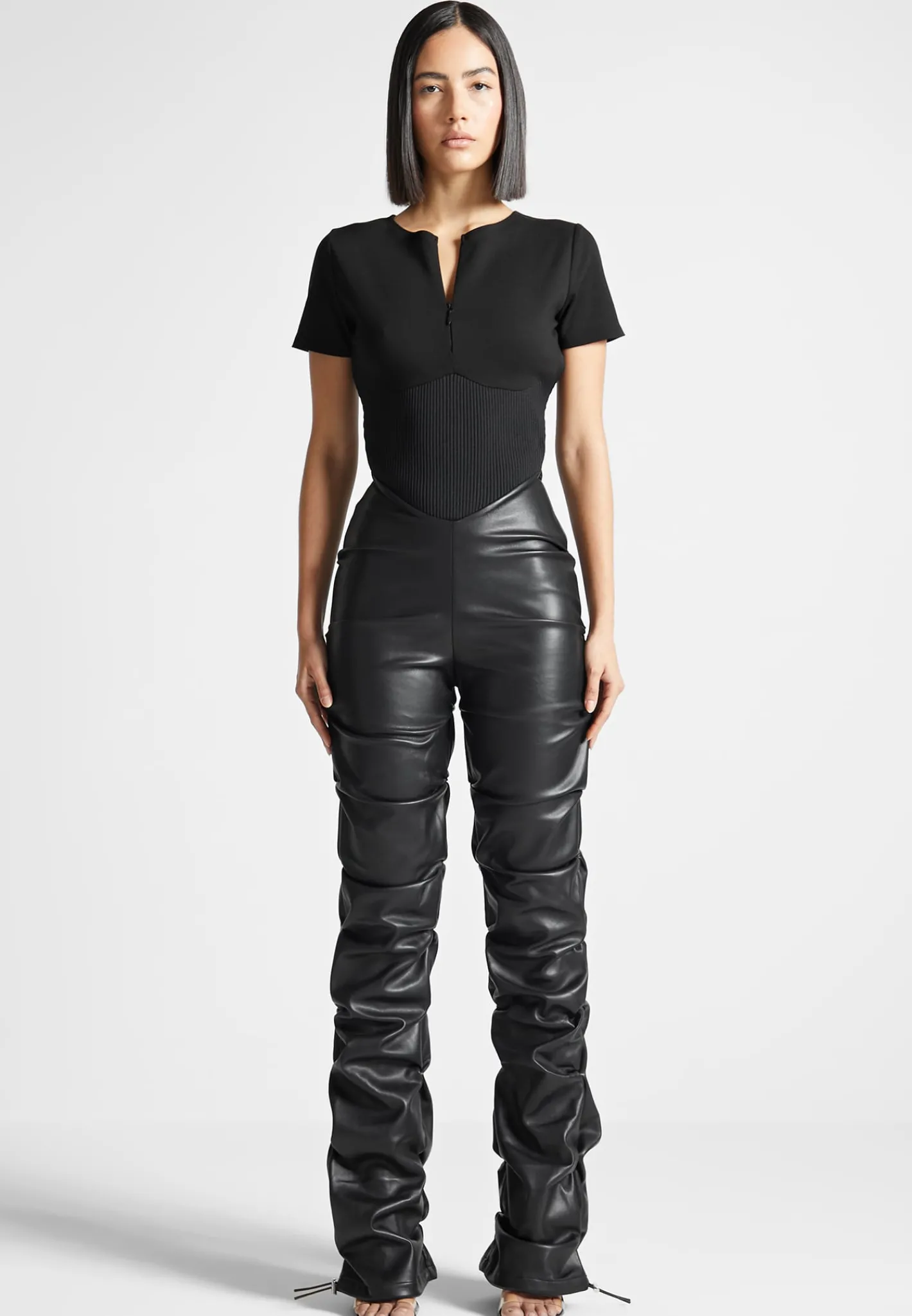 Tacked Vegan Leather T-Shirt Jumpsuit -^Manière De Voir Hot
