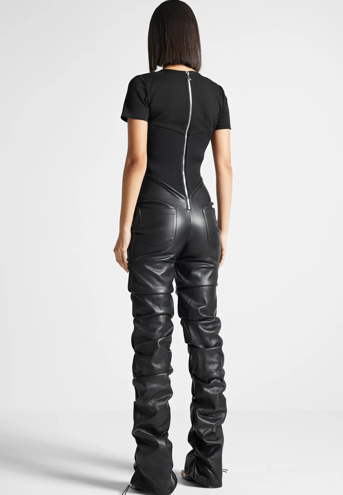 Tacked Vegan Leather T-Shirt Jumpsuit -^Manière De Voir Hot