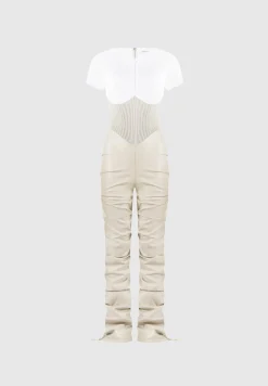 Tacked Vegan Leather T-Shirt Jumpsuit -^Manière De Voir Fashion