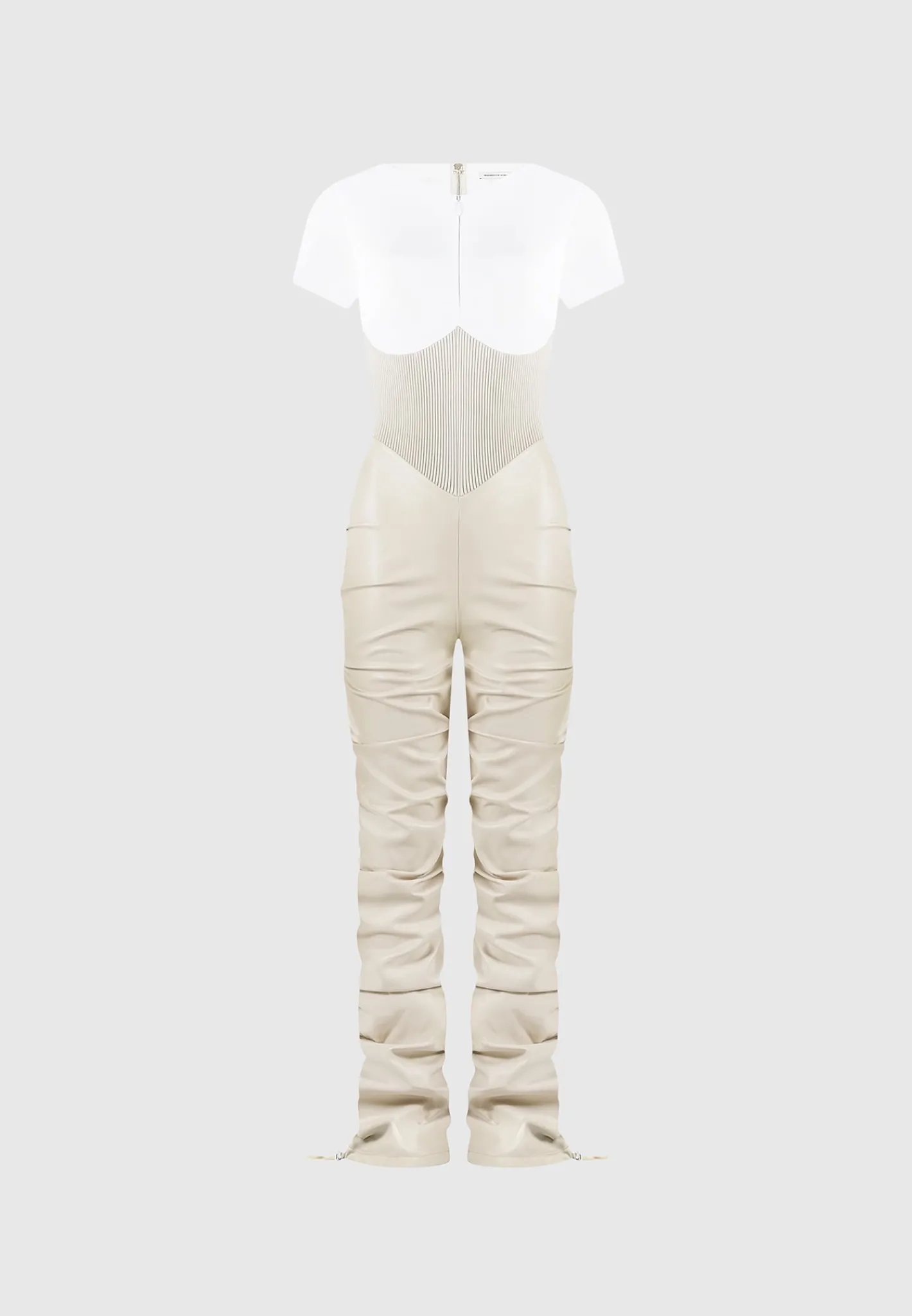 Tacked Vegan Leather T-Shirt Jumpsuit -^Manière De Voir Fashion
