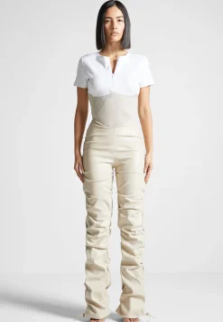 Tacked Vegan Leather T-Shirt Jumpsuit -^Manière De Voir Fashion