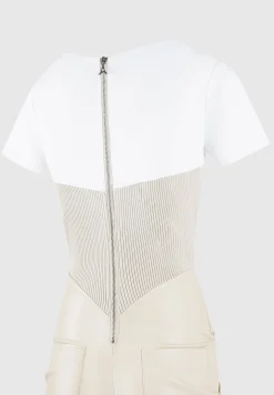 Tacked Vegan Leather T-Shirt Jumpsuit -^Manière De Voir Fashion