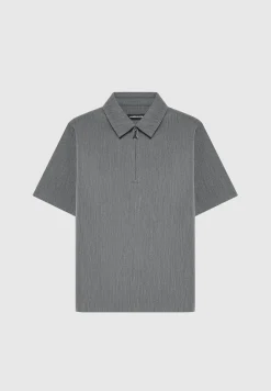 Tailored Zip Polo Top - Dark Grey^Manière De Voir Online