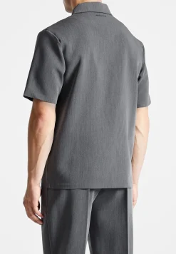 Tailored Zip Polo Top - Dark Grey^Manière De Voir Online