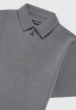 Tailored Zip Polo Top - Dark Grey^Manière De Voir Online