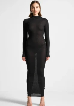 Éternelle Mock Neck Sheer Midaxi Dress -^Manière De Voir Sale