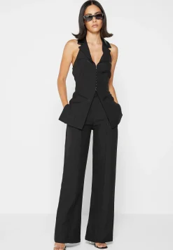 Trousers with Vegan Leather Pintuck -^Manière De Voir Discount
