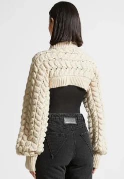 Turtleneck Cable Knit Arm Warmers -^Manière De Voir Fashion