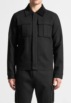Twill Trucker Jacket with Velvet Collar -^Manière De Voir New