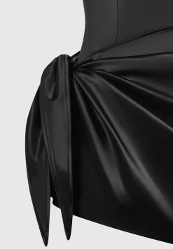 Vegan Leather & Satin Wrap Bodycon Dress -^Manière De Voir Outlet