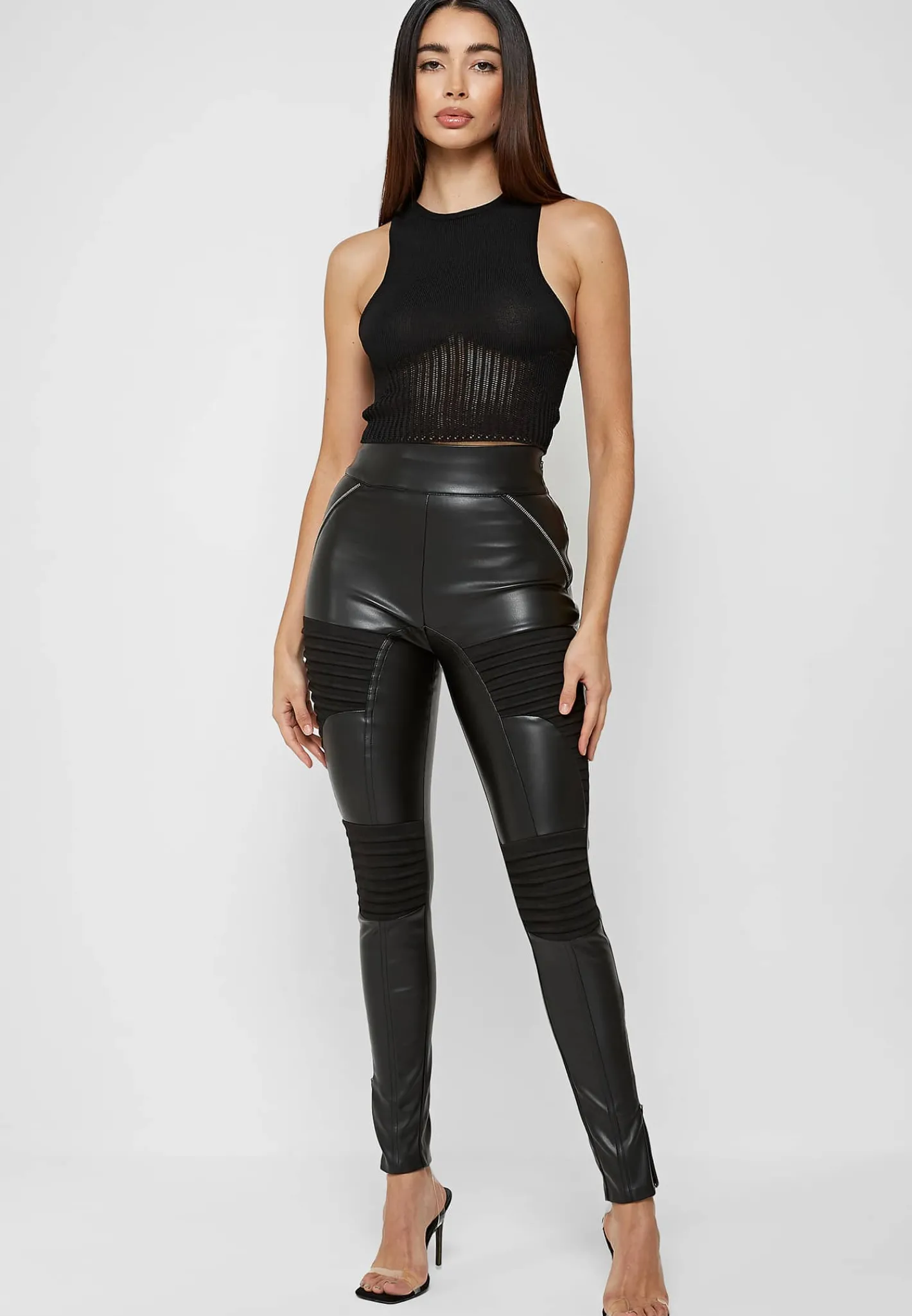 Vegan Leather & Suede Ribbed Legging -^Manière De Voir Fashion