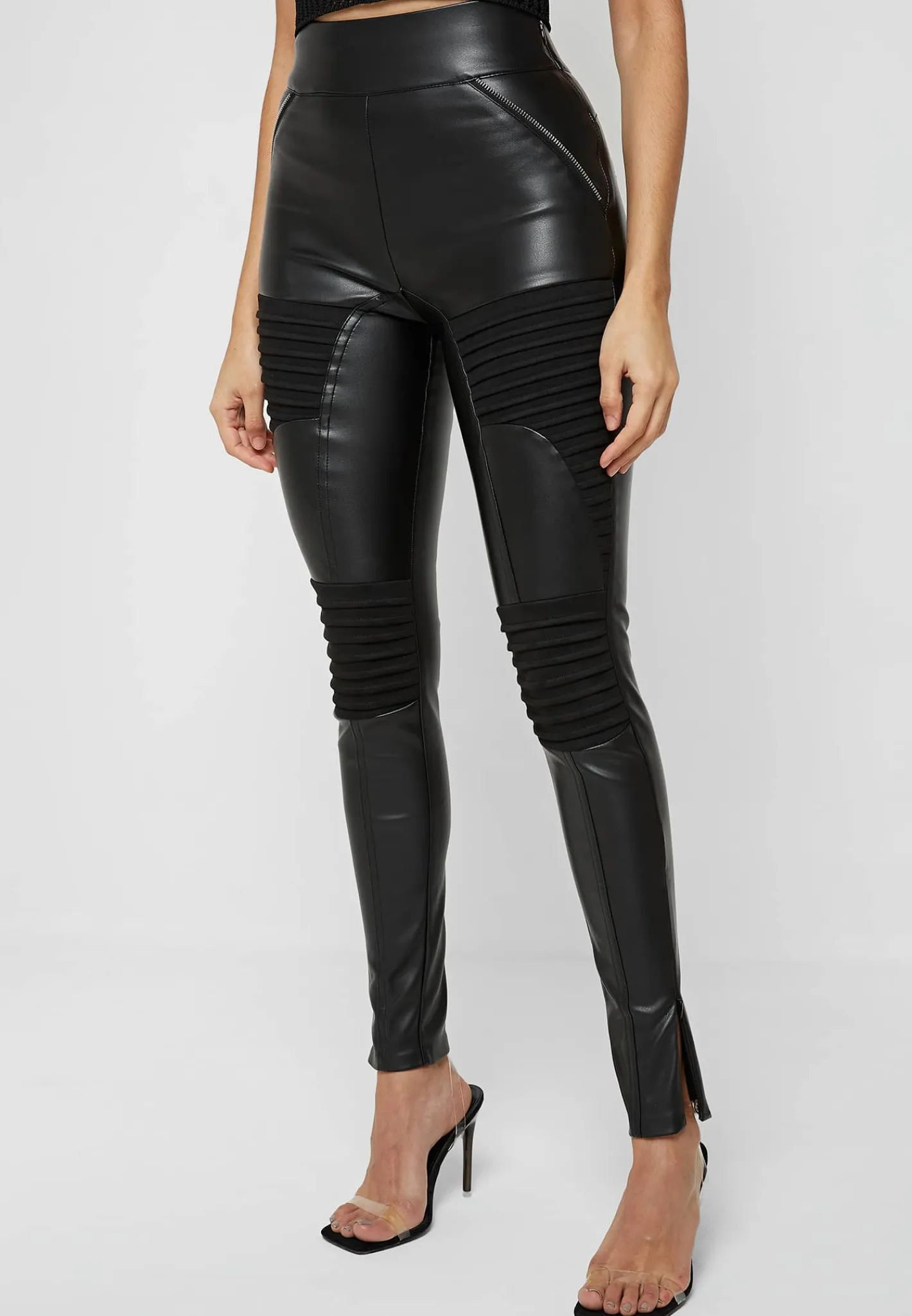 Vegan Leather & Suede Ribbed Legging -^Manière De Voir Fashion