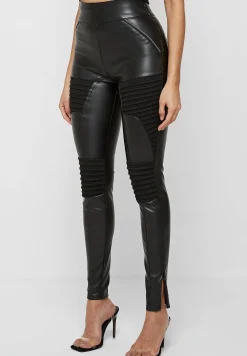 Vegan Leather & Suede Ribbed Legging -^Manière De Voir Fashion
