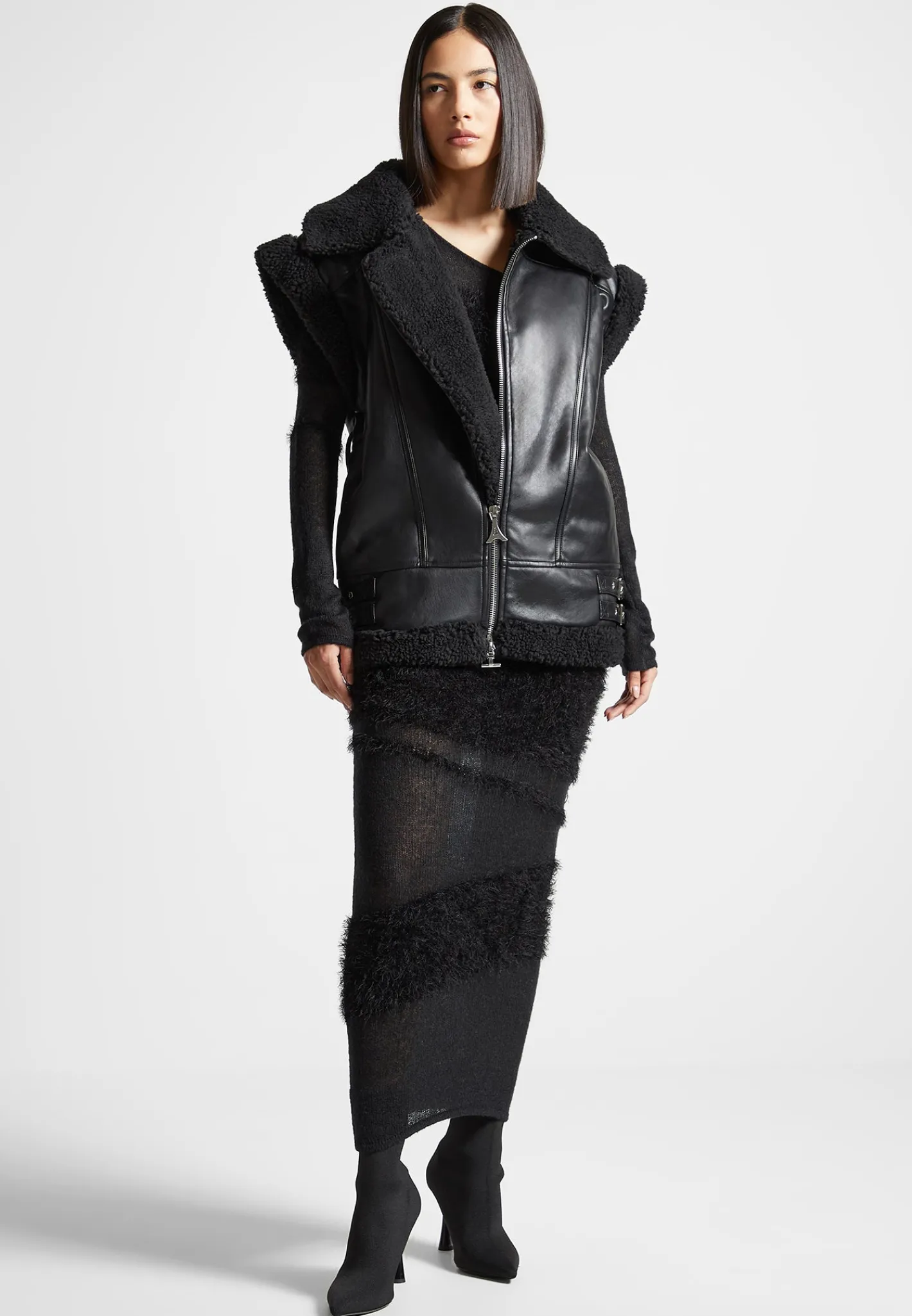 Vegan Leather and Borg Oversized Gilet -^Manière De Voir Best