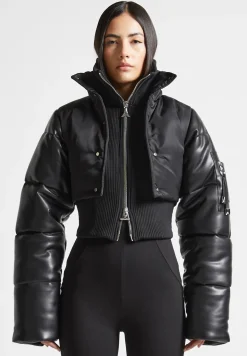 Vegan Leather and Nylon Layered Puffer Jacket -^Manière De Voir Clearance