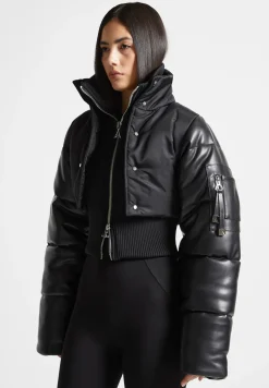 Vegan Leather and Nylon Layered Puffer Jacket -^Manière De Voir Clearance