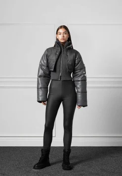 Vegan Leather and Nylon Layered Puffer Jacket -^Manière De Voir Sale