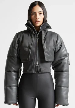 Vegan Leather and Nylon Layered Puffer Jacket -^Manière De Voir Sale