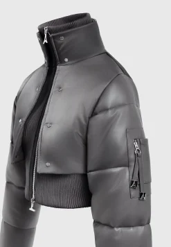 Vegan Leather and Nylon Layered Puffer Jacket -^Manière De Voir Sale