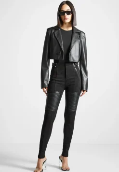Vegan Leather and Suede Ribbed Leggings -^Manière De Voir Discount