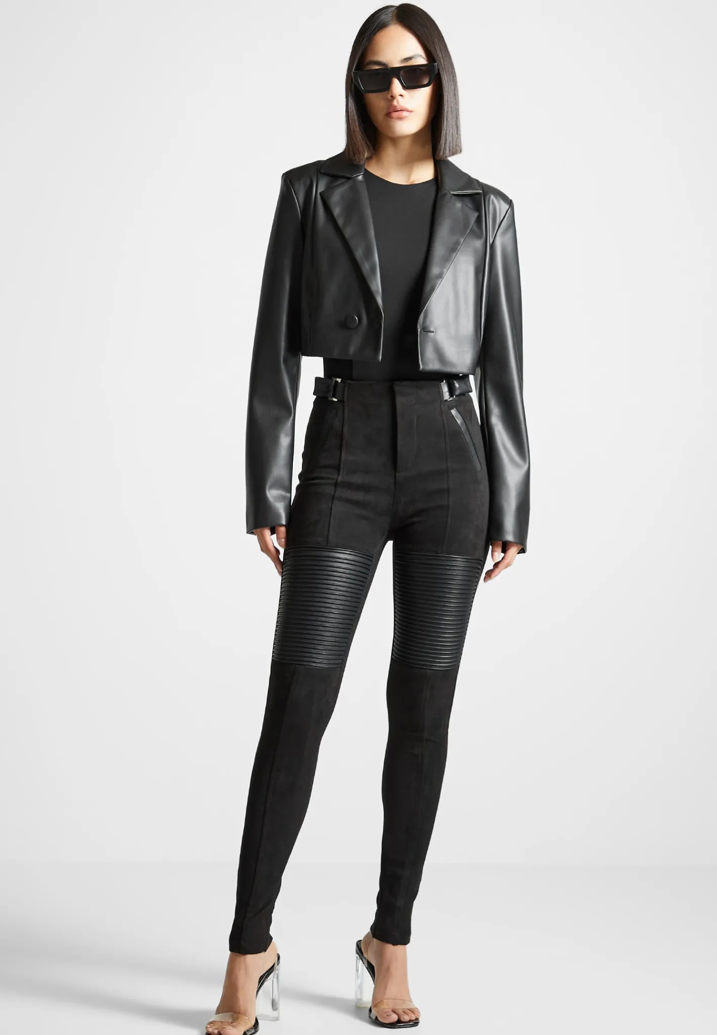 Vegan Leather and Suede Ribbed Leggings -^Manière De Voir Discount