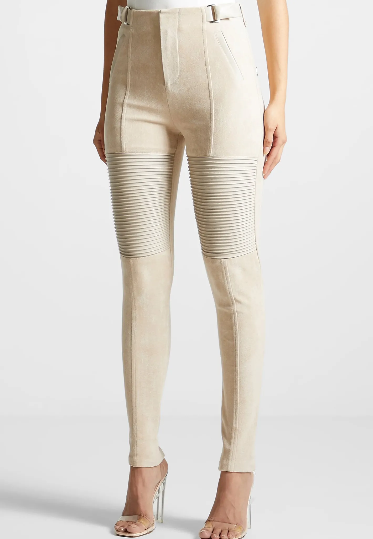 Vegan Leather and Suede Ribbed Leggings -^Manière De Voir Discount