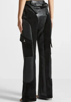 Vegan Leather and Velvet Cargo Pants -^Manière De Voir Fashion