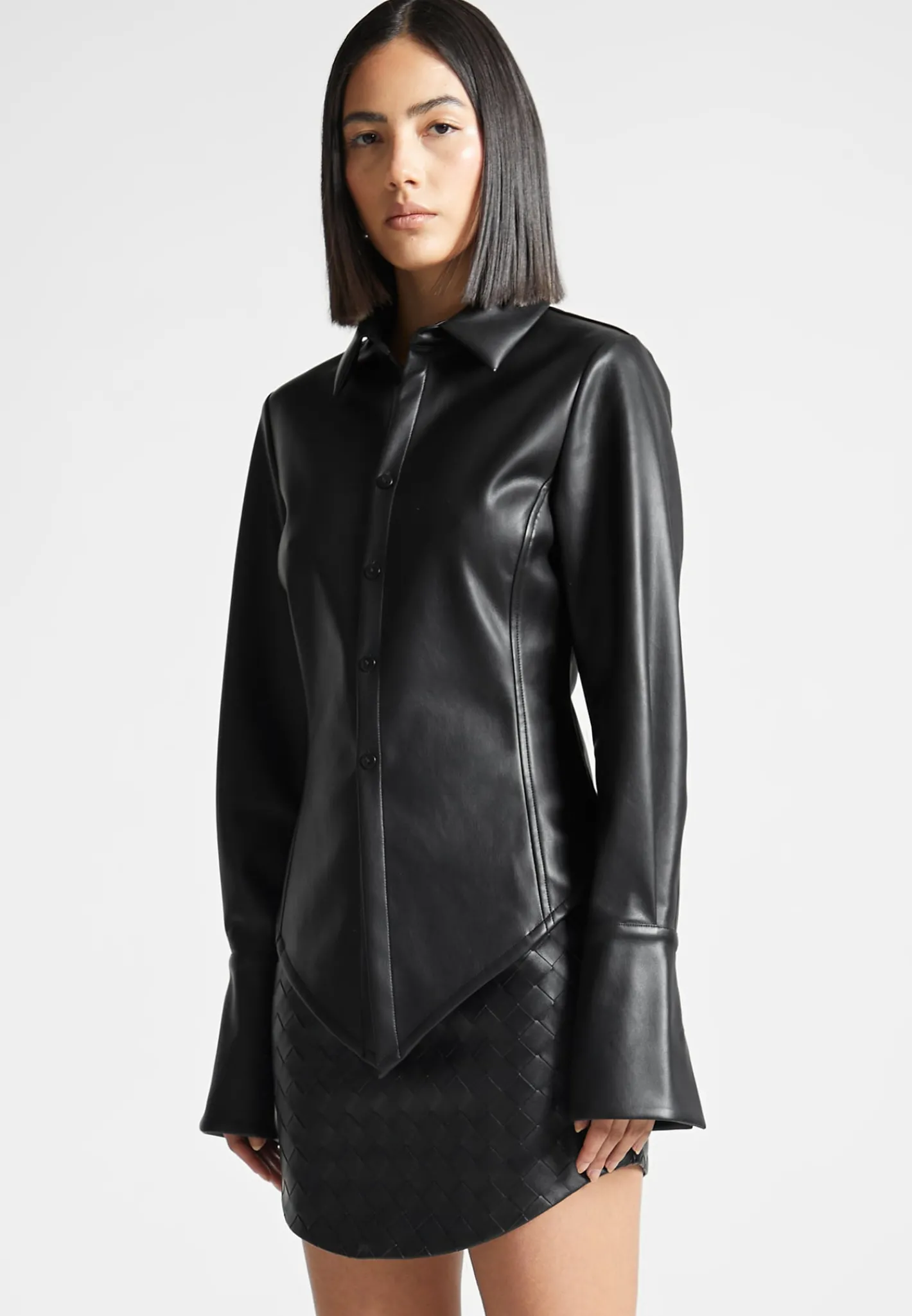 Vegan Leather Angled Shirt -^Manière De Voir Fashion