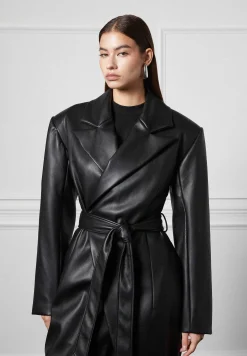 Vegan Leather Asymmetric Tailored Longline Coat -^Manière De Voir New