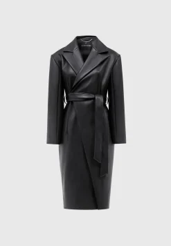 Vegan Leather Asymmetric Tailored Longline Coat -^Manière De Voir New