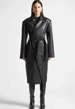 Vegan Leather Asymmetric Tailored Longline Coat -^Manière De Voir New
