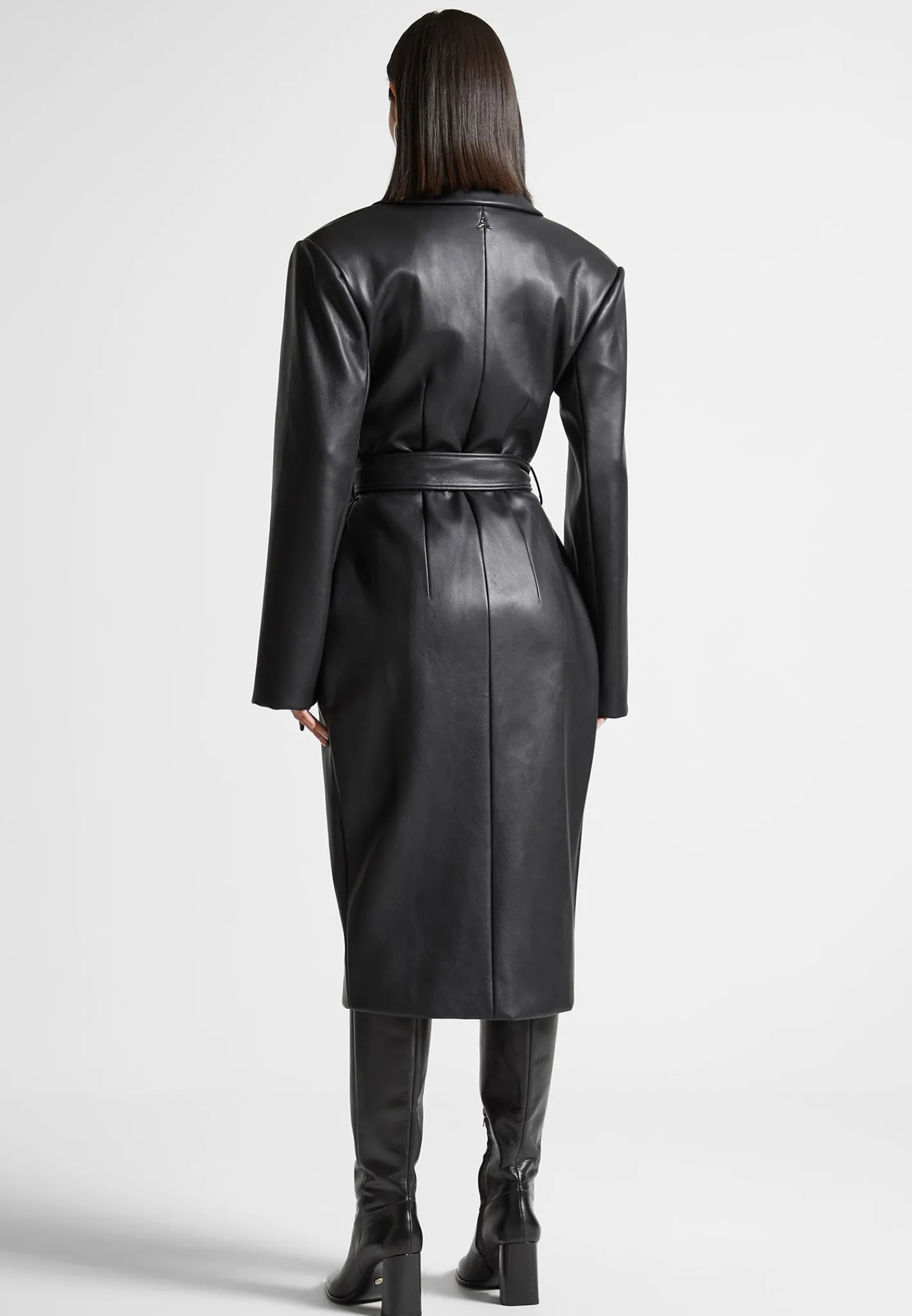 Vegan Leather Asymmetric Tailored Longline Coat -^Manière De Voir New