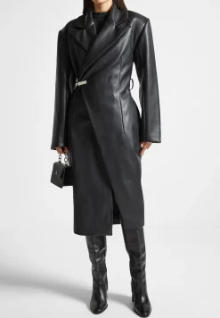 Vegan Leather Asymmetric Tailored Longline Coat -^Manière De Voir New