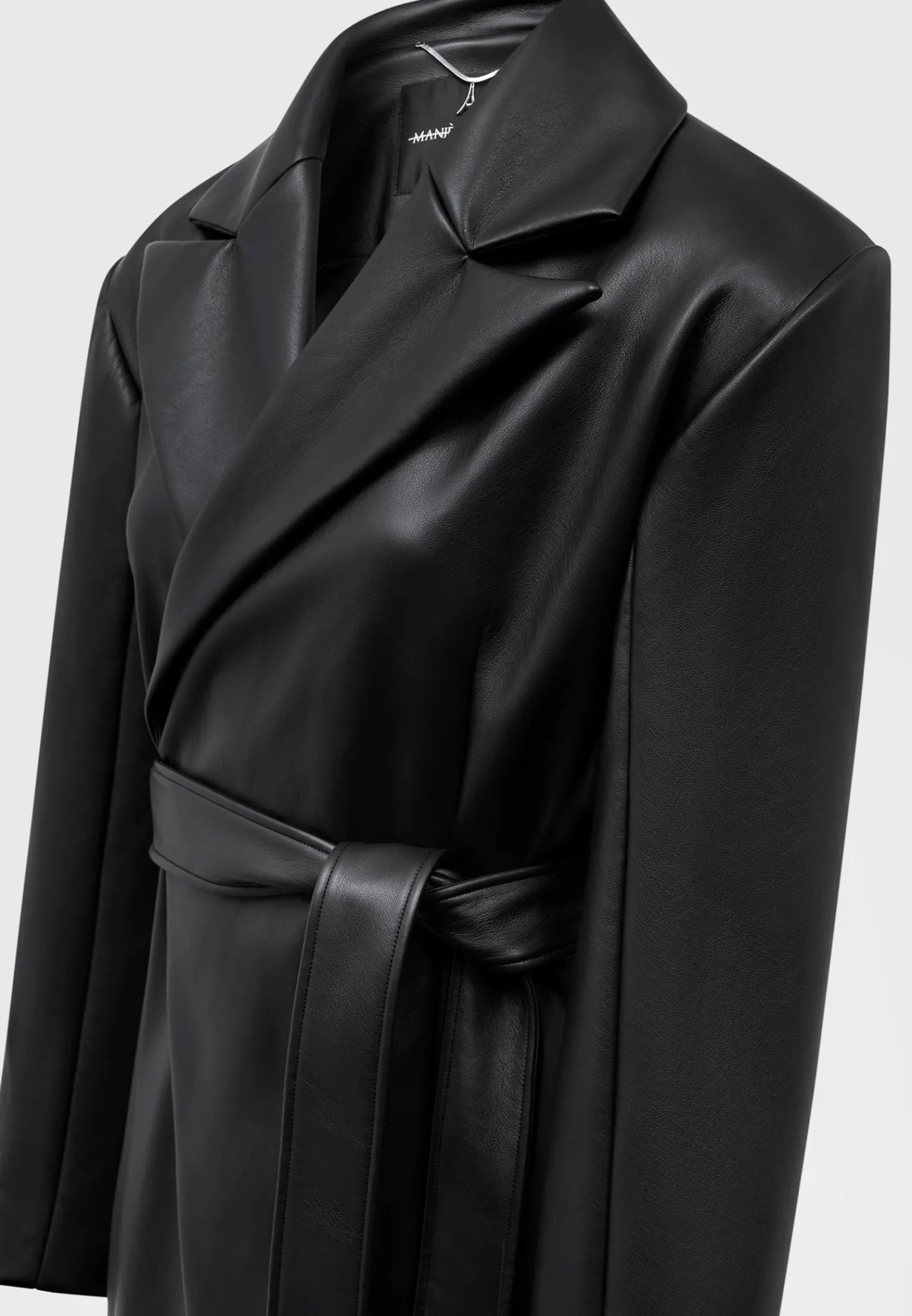 Vegan Leather Asymmetric Tailored Longline Coat -^Manière De Voir New