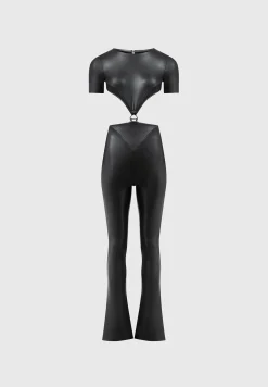 Vegan Leather Backless Jumpsuit -^Manière De Voir Fashion