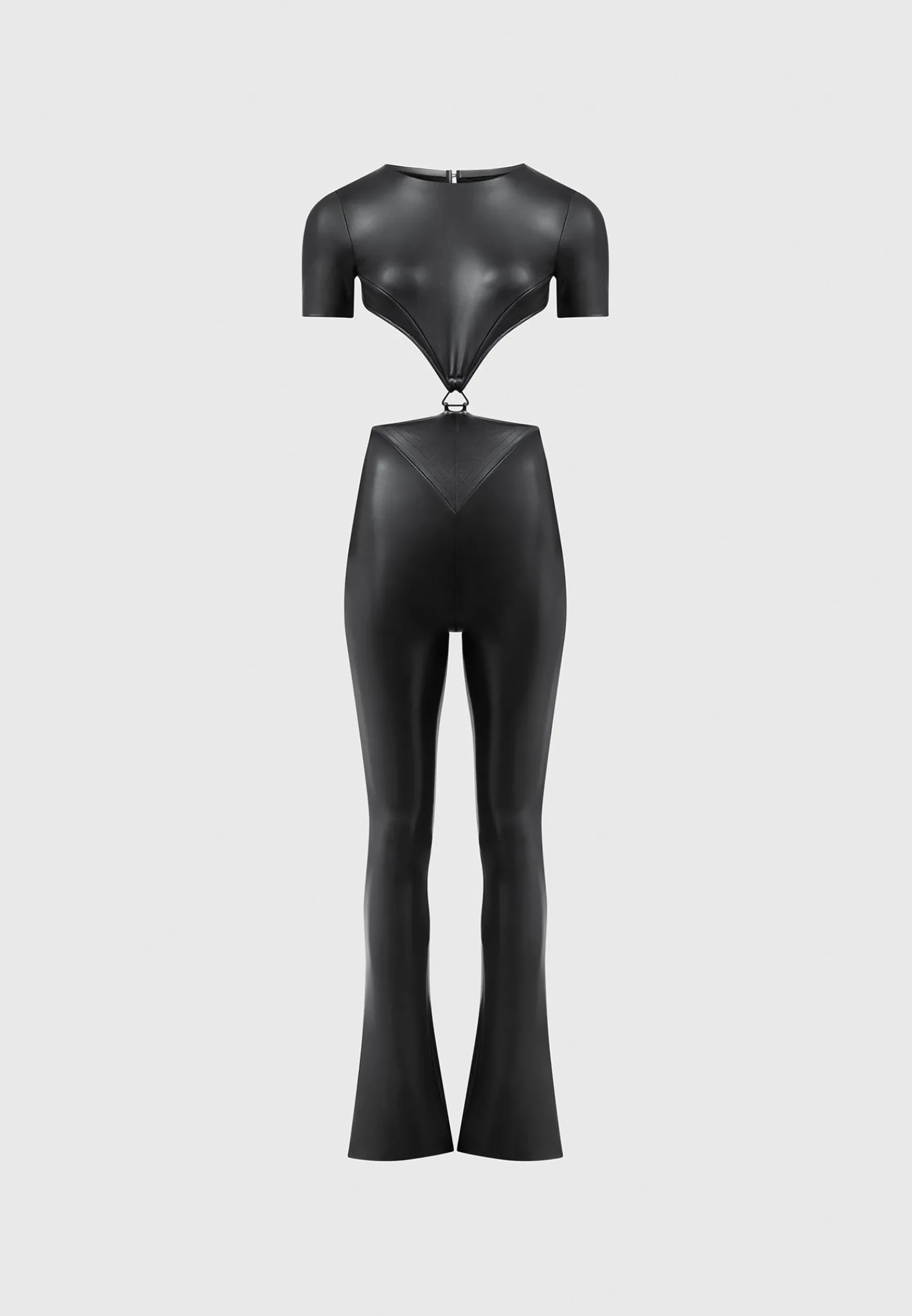 Vegan Leather Backless Jumpsuit -^Manière De Voir Fashion