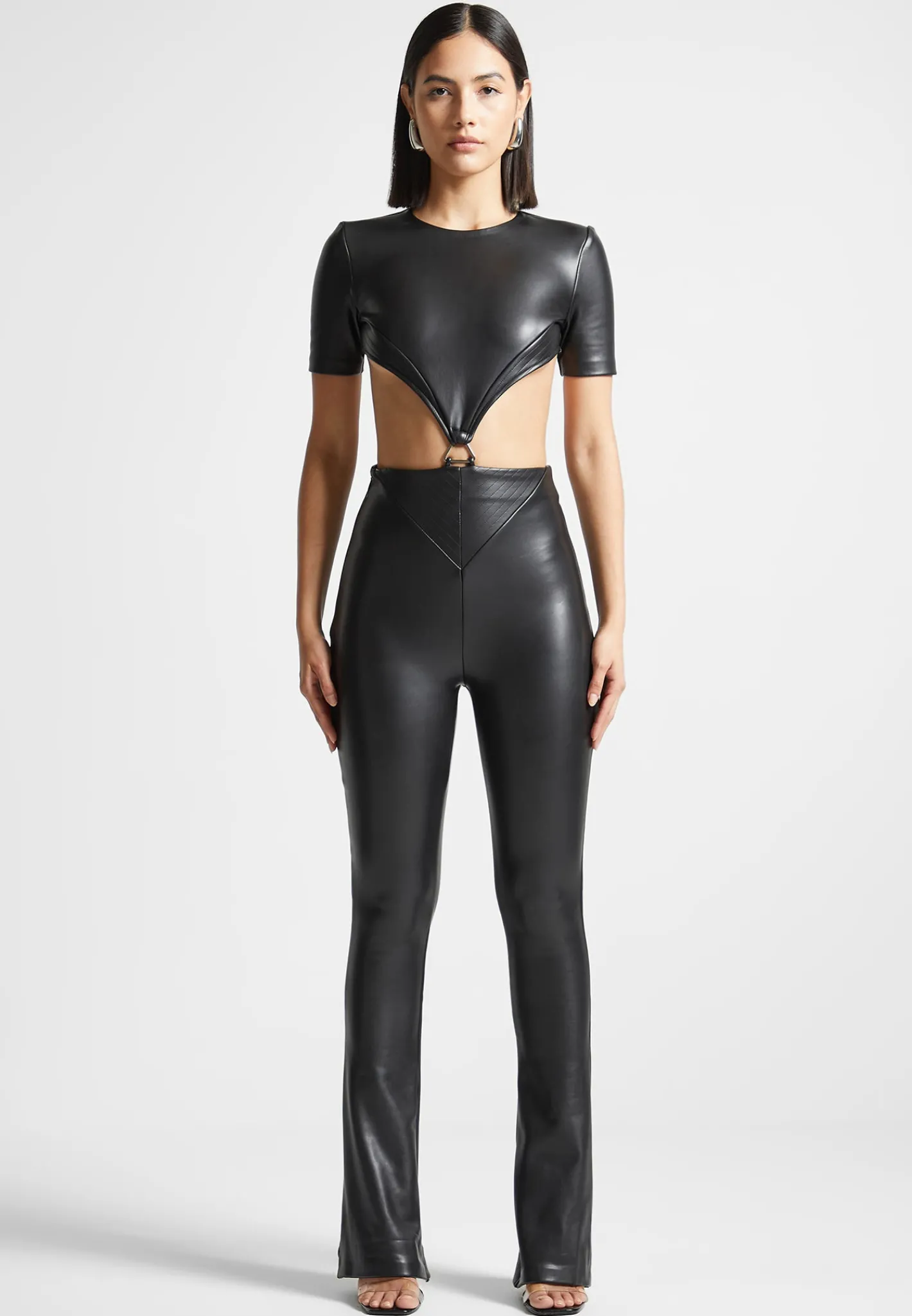 Vegan Leather Backless Jumpsuit -^Manière De Voir Fashion