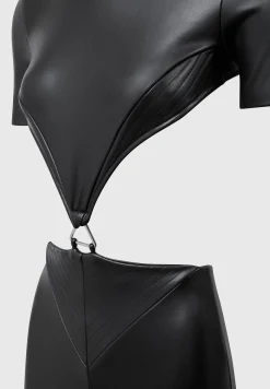 Vegan Leather Backless Jumpsuit -^Manière De Voir Fashion
