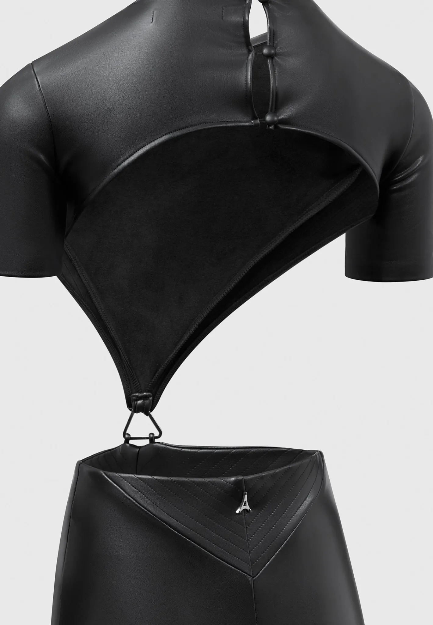 Vegan Leather Backless Jumpsuit -^Manière De Voir Fashion