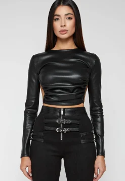 Vegan Leather Backless Top -^Manière De Voir Sale