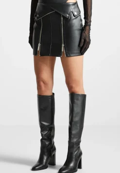 Vegan Leather Biker Mini Skirt -^Manière De Voir Clearance