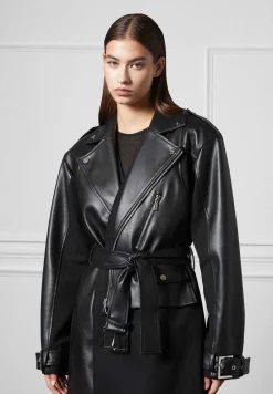 Vegan Leather Biker Trench Coat -^Manière De Voir Outlet