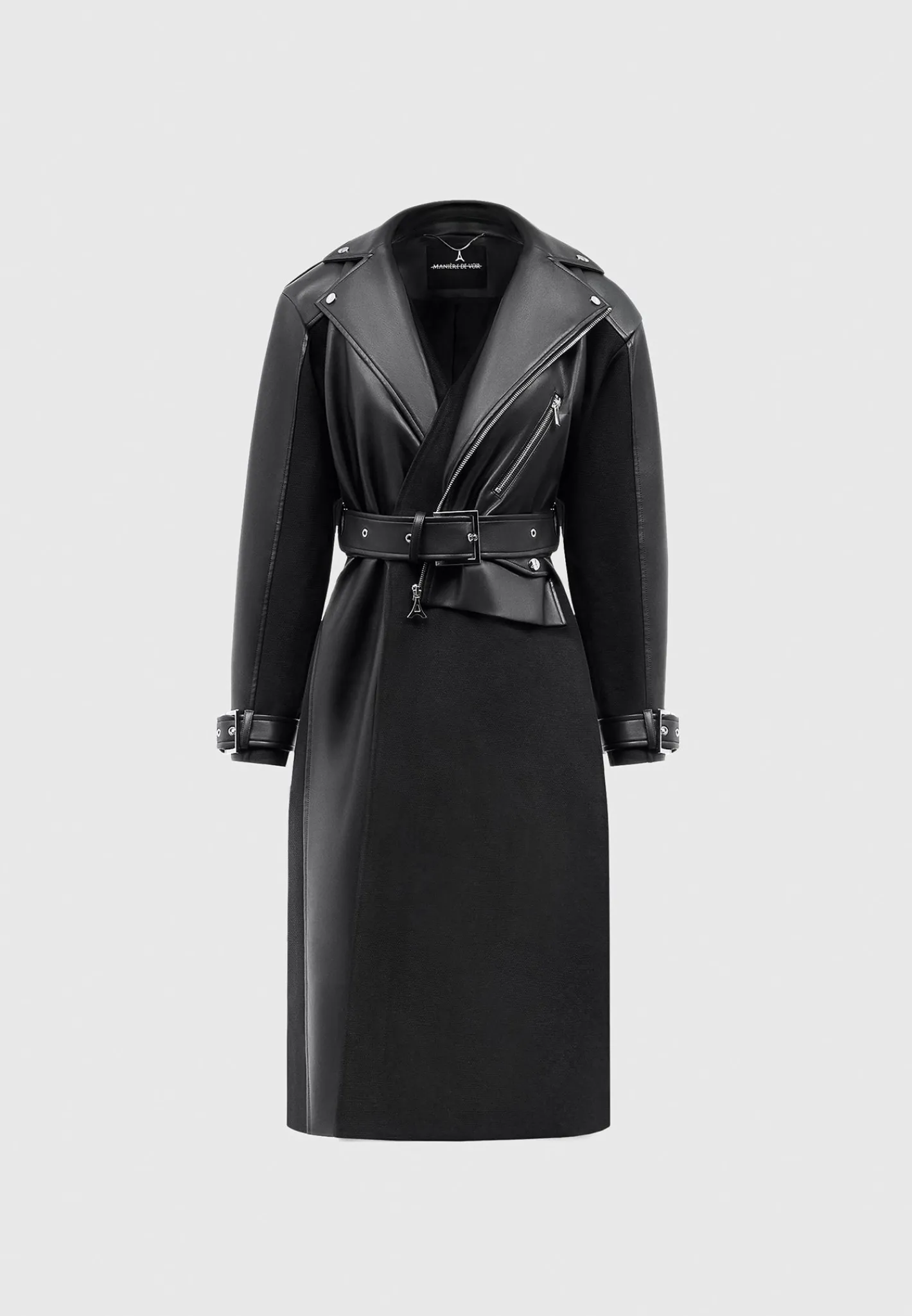 Vegan Leather Biker Trench Coat -^Manière De Voir Outlet