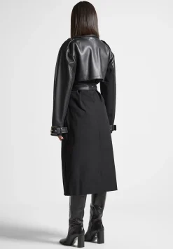 Vegan Leather Biker Trench Coat -^Manière De Voir Outlet