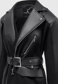 Vegan Leather Biker Trench Coat -^Manière De Voir Outlet
